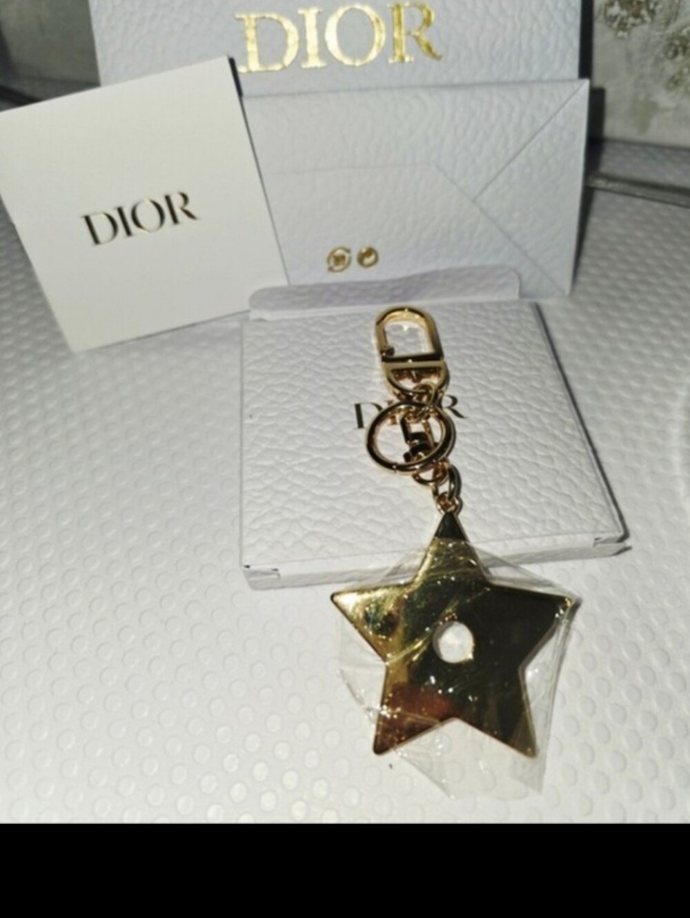 Dior White and Gold Star Keyring Charm - Picture 5 of 5